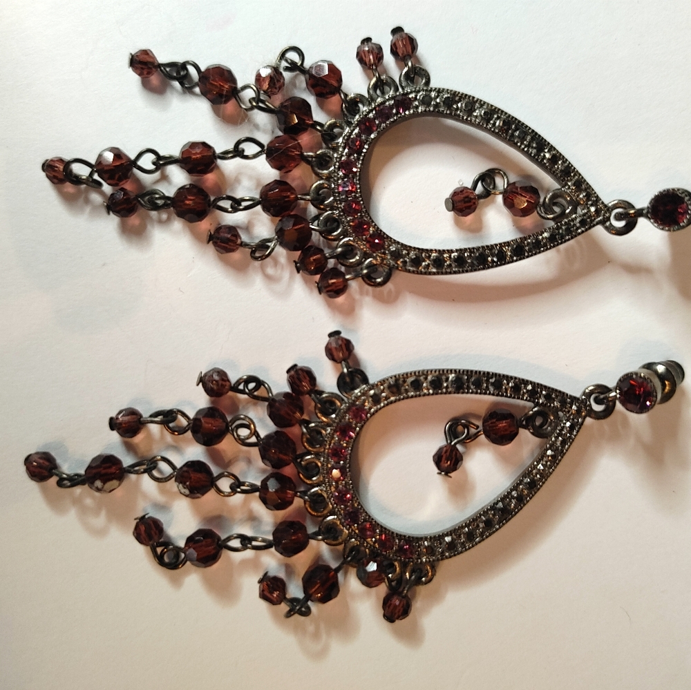 12 pair Earrings Dangle Stud Hanging Stone Bead Boho Bohemian Victorian … - Picture 3 of 13